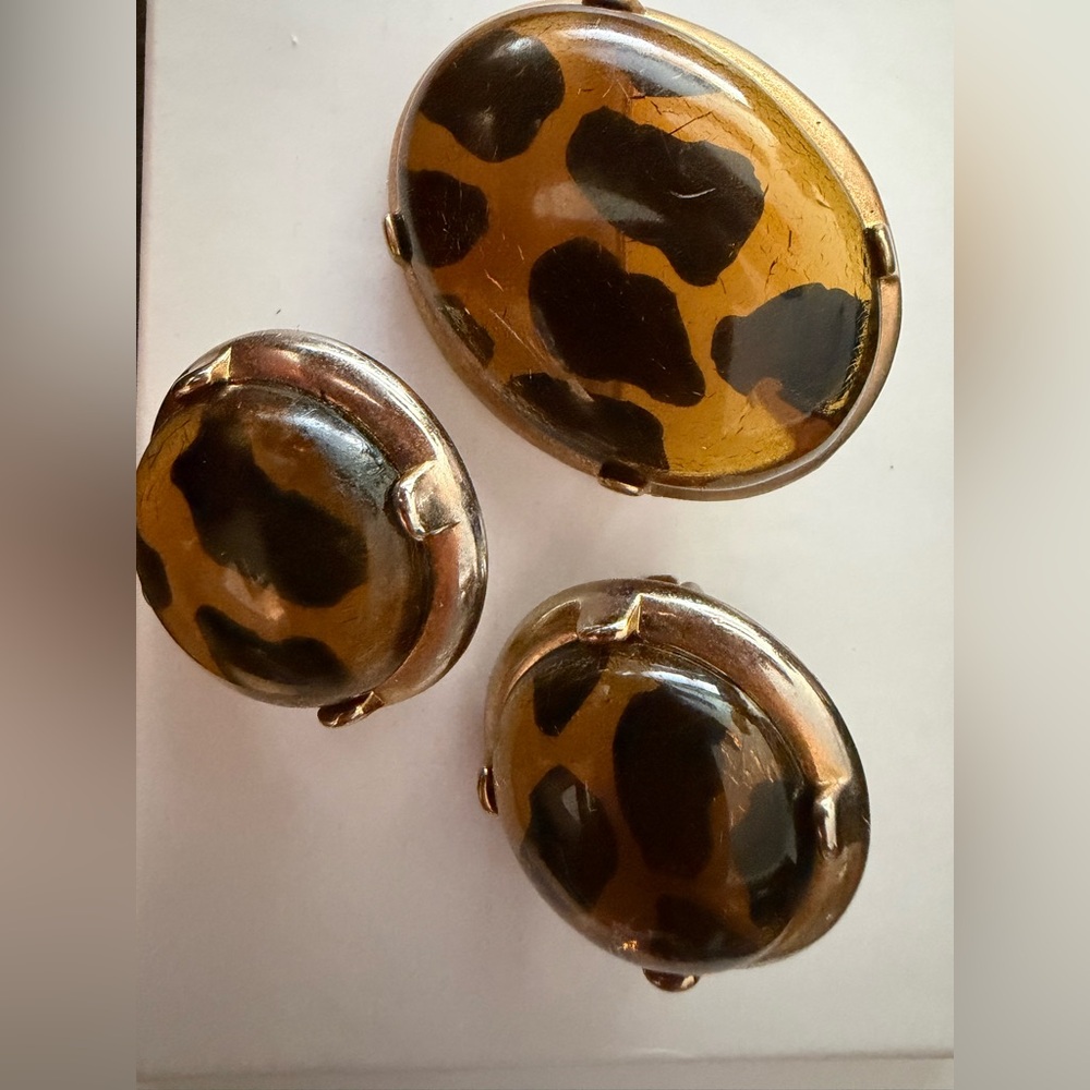 M Jent Vintage Leopard Clip-On Earrings and Pendant
